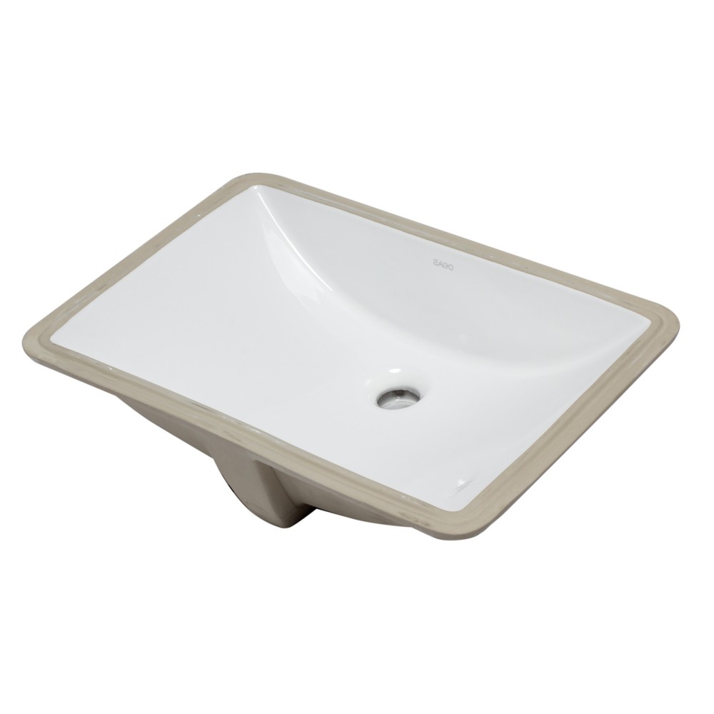 EAGO BC227 White Ceramic 22"x15" Undermount Rectangular Bathroom Sink