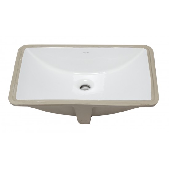 EAGO BC227 White Ceramic 22"x15" Undermount Rectangular Bathroom Sink