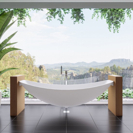 ALFI brand White Matte 79" Acrylic Suspended Wall Mounted Hammock Bathtub