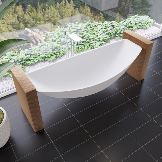 ALFI brand White Matte 79" Acrylic Suspended Wall Mounted Hammock Bathtub