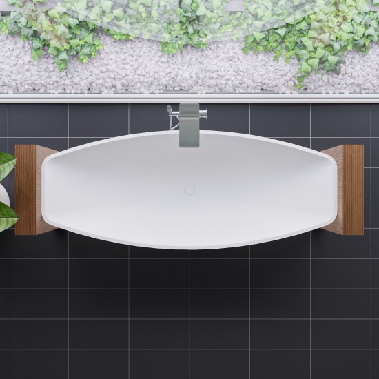 ALFI brand White Matte 79" Acrylic Suspended Wall Mounted Hammock Bathtub