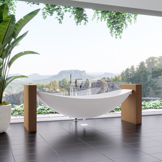 ALFI brand White Matte 79" Acrylic Suspended Wall Mounted Hammock Bathtub