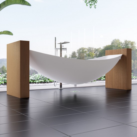 ALFI brand White Matte 79" Acrylic Suspended Wall Mounted Hammock Bathtub