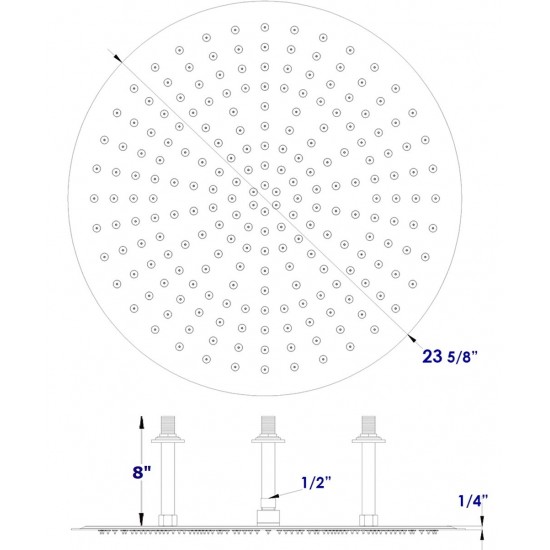 ALFI brand 24" Round Brushed Solid Stainless Steel Ultra Thin Rain Shower Head