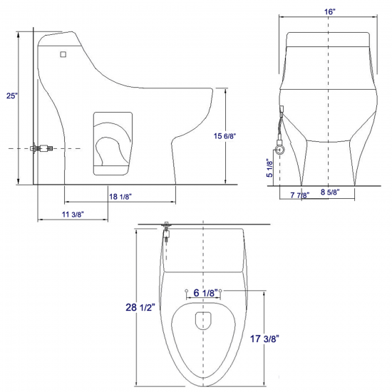 EAGO TB108 One Piece High Efficiency Low Flush Eco-Friendly Ceramic Toilet