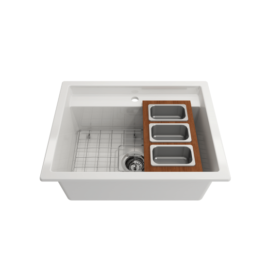 Prep Board Set for Workstation Sinks with 3 Rectangular Stainless Steel Bowls