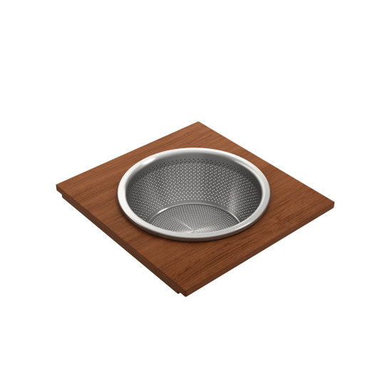 Prep Board Set for Workstation Sinks with Round Steel Mixing Bowl and Colander