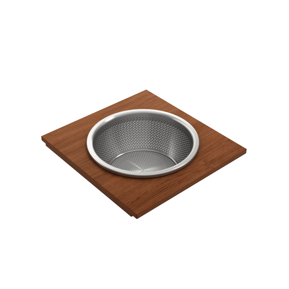 Prep Board Set for Workstation Sinks with Round Steel Mixing Bowl and Colander