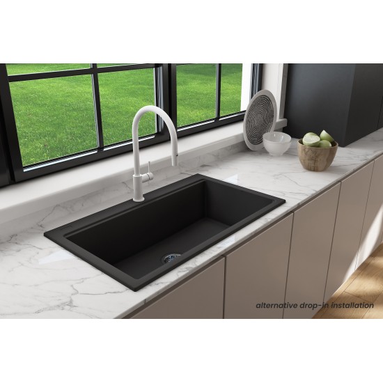 Dual-Mount 34 in. Granite Composite Kitchen Sink with Integrated Workstation