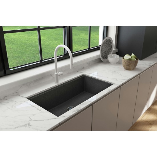 Dual-Mount 34 in. Granite Composite Kitchen Sink with Integrated Workstation