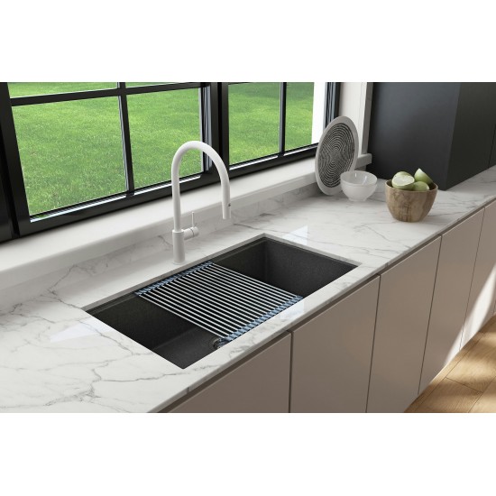 Dual-Mount 34 in. Granite Composite Kitchen Sink with Integrated Workstation