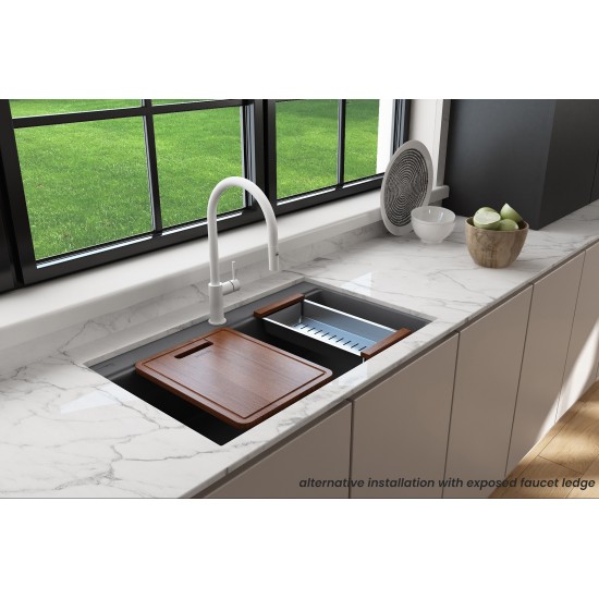 Dual-Mount 34 in. Granite Composite Kitchen Sink with Integrated Workstation