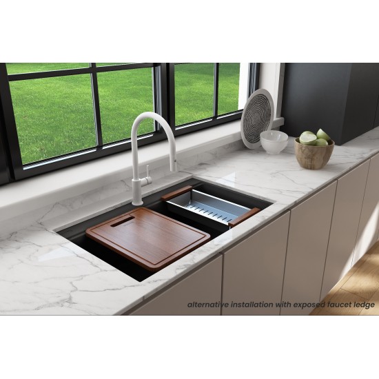 Undermount 33 in. Granite Composite Kitchen Sink with Integrated Workstation