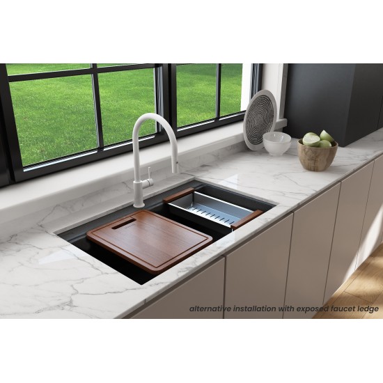 Undermount 33 in. Granite Composite Kitchen Sink with Integrated Workstation