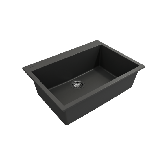 Dual-Mount 27 in. Single Bowl Granite Composite Kitchen Sink in Matte Black