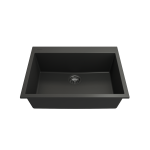 Dual-Mount 27 in. Single Bowl Granite Composite Kitchen Sink in Matte Black