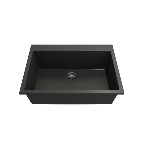 Dual-Mount 27 in. Single Bowl Granite Composite Kitchen Sink in Matte Black