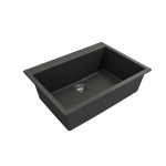 Dual-Mount 27 in. Single Bowl Granite Composite Kitchen Sink in Metallic Black