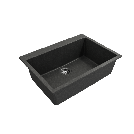 Dual-Mount 27 in. Single Bowl Granite Composite Kitchen Sink in Metallic Black