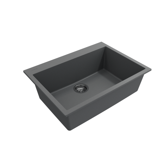 Dual-Mount 27 in. Single Bowl Granite Composite Kitchen Sink in Concrete Gray