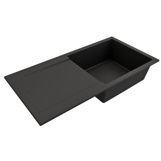 Mount 20 in. Single Bowl Granite Composite Kitchen Sink with Drain Board