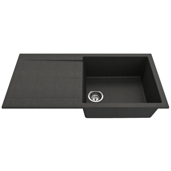 Dual-Mount 20 in. Single Bowl Granite Composite Kitchen Sink with Drain Board
