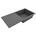 Dual-Mount 20 in. Single Bowl Granite Composite Kitchen Sink with Drain Board