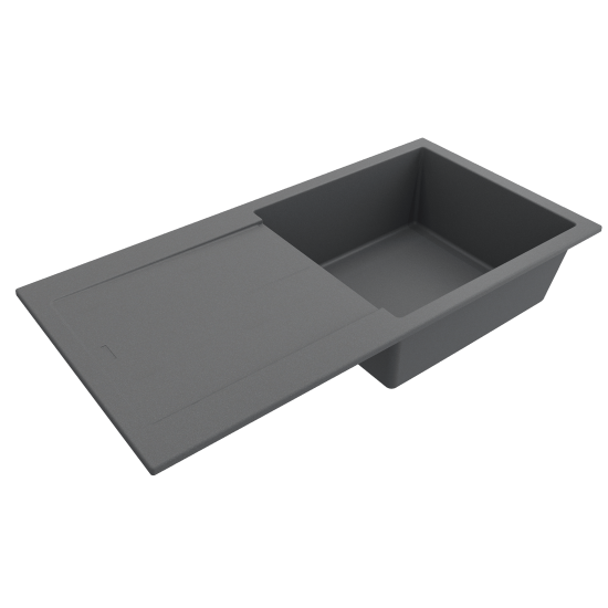 Dual-Mount 20 in. Single Bowl Granite Composite Kitchen Sink with Drain Board