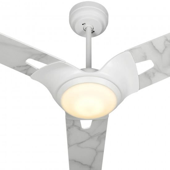 Hoffen 56 Inch 3-Blade Smart Ceiling Fan - White/Marble Pattern