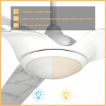 Hoffen 56 Inch 3-Blade Smart Ceiling Fan - White/Marble Pattern