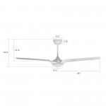 Hoffen 56 Inch 3-Blade Smart Ceiling Fan - White/Marble Pattern