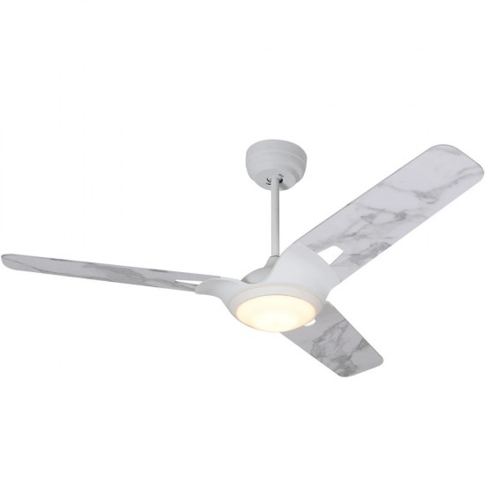 Hoffen 52 Inch 3-Blade Smart Ceiling Fan - White/Marble Pattern