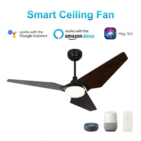 Kaj 56 Inch 3-Blade Smart Ceiling Fan - Black