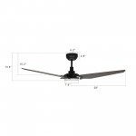 Kaj 56 Inch 3-Blade Smart Ceiling Fan - Black