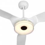 Fletcher 56 Inch 3-Blade Smart Ceiling Fan - White/White