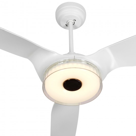 Fletcher 56 Inch 3-Blade Smart Ceiling Fan - White/White