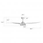 Fletcher 56 Inch 3-Blade Smart Ceiling Fan - White/White