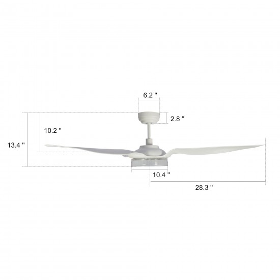 Fletcher 56 Inch 3-Blade Smart Ceiling Fan - White/White