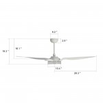 Fletcher 56 Inch 3-Blade Smart Ceiling Fan - White/White