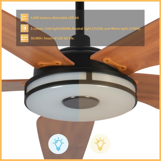 Elira 56-Inch Indoor/Outdoor Smart Ceiling Fan - Golden Diamond