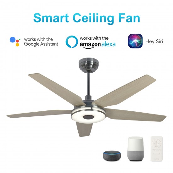 Elira 52-Inch Indoor/Outdoor Smart Ceiling Fan - Light Amber