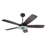 Journey 56-Inch Indoor/Outdoor Smart Ceiling Fan - Chrome Gray/Walnut Wood