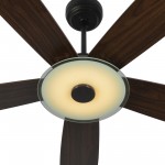 Journey 56-Inch Indoor/Outdoor Smart Ceiling Fan - Chrome Gray/Walnut Wood