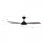 Journey 56-Inch Indoor/Outdoor Smart Ceiling Fan - Chrome Gray/Walnut Wood