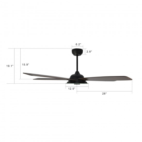 Journey 56-Inch Indoor/Outdoor Smart Ceiling Fan - Chrome Gray/Walnut Wood