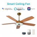 Journey 56-Inch Smart Ceiling Fan - Smoke Gray /Wood Grain Pattern