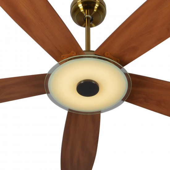 Journey 56-Inch Smart Ceiling Fan - Smoke Gray /Wood Grain Pattern