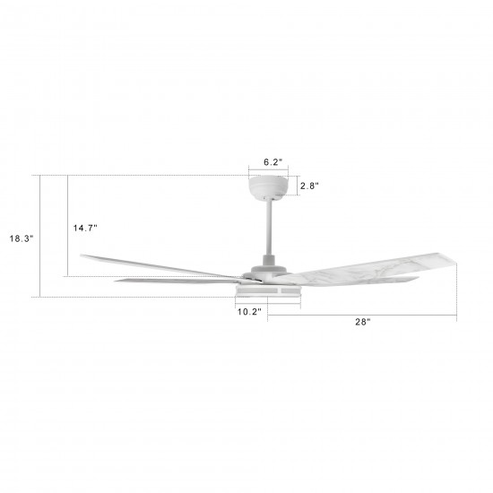 Elira 56-Inch Indoor/Outdoor Smart Ceiling Fan - Clear