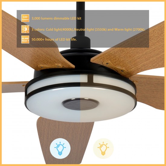 Elira 56-Inch Indoor/Outdoor Smart Ceiling Fan - Forest Green