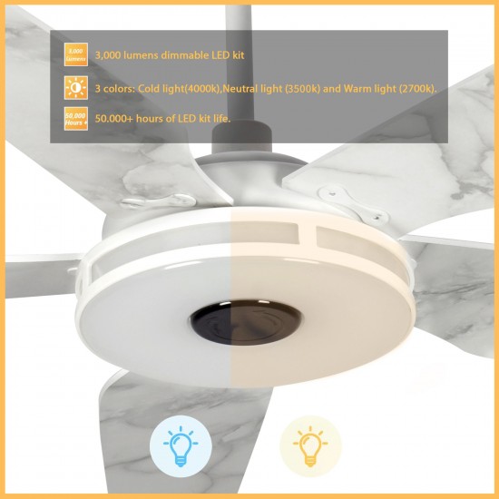 Elira 52-Inch Indoor/Outdoor Smart Ceiling Fan - Brilliant Amber